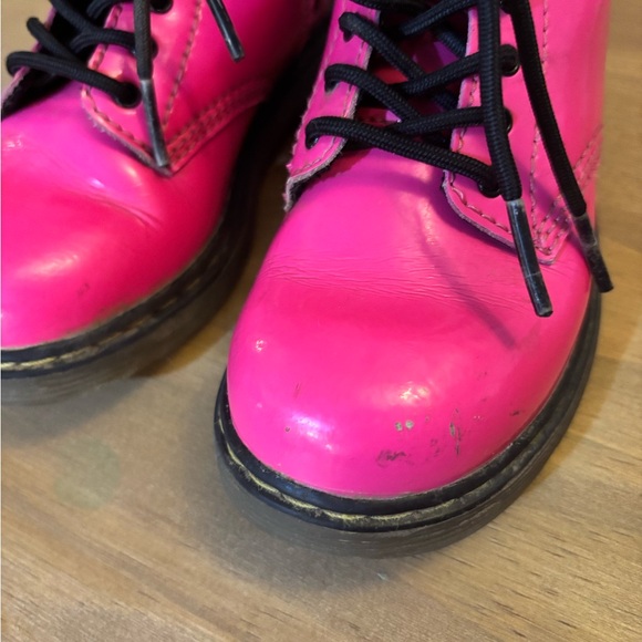 Hot Pink Patent Leather Dr Martens toddler combat boots size 10 - Picture 6 of 9